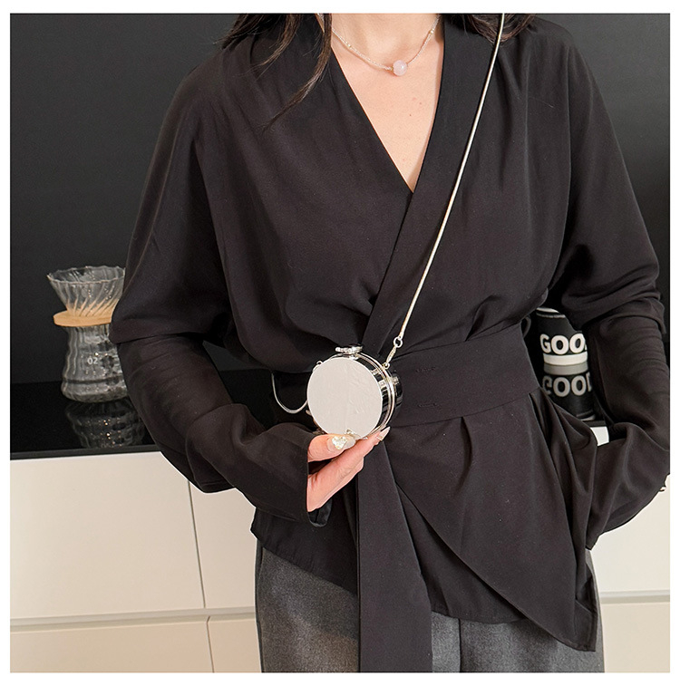 Geantă mini din acril pentru fete, geantă de buze de nișă la modă, textură retro, geantă crossbody rotundă