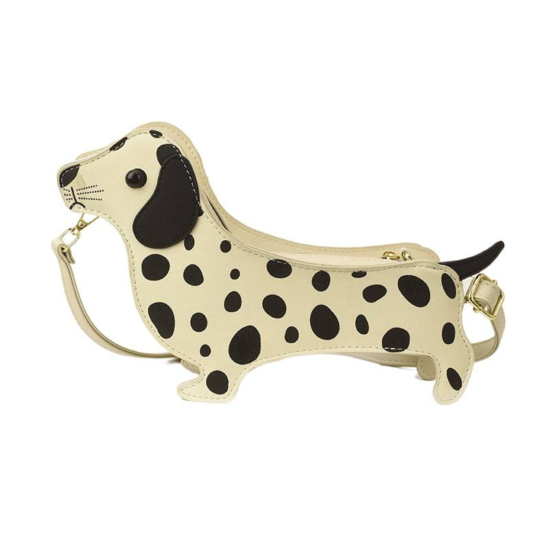 2026 Geantă de damă cu design de nișă, formă dachshund, imprimeu cu buline, geantă crossbody