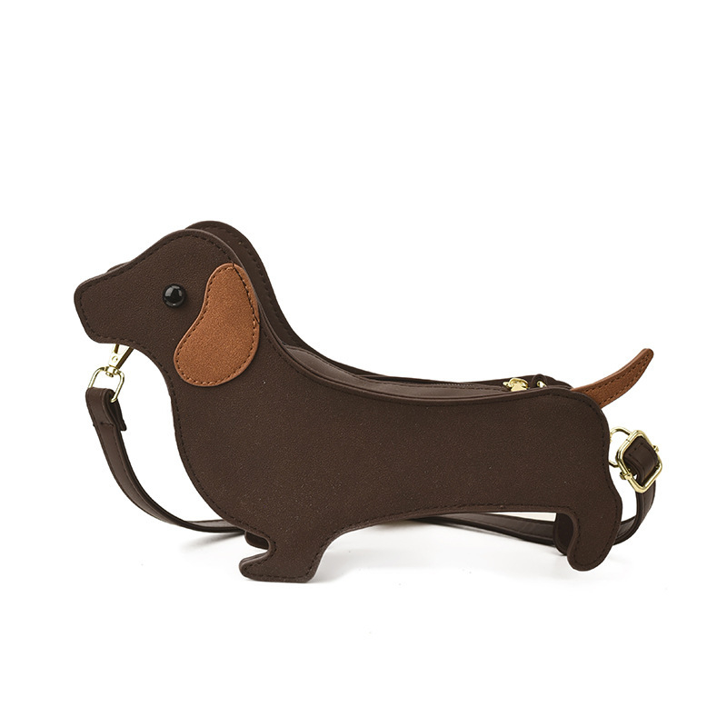 2026 Geantă de damă cu design de nișă, formă dachshund, imprimeu cu buline, geantă crossbody