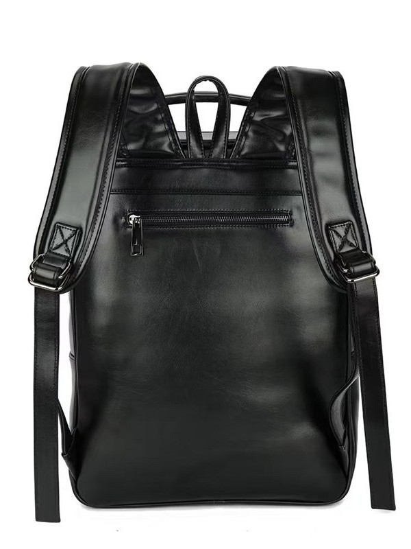 Rucsac unisex cu nituri metalice, mare capacitate, pentru călătorii, compatibil cu laptop de 14 inchi, material PU, stil urban minimalist