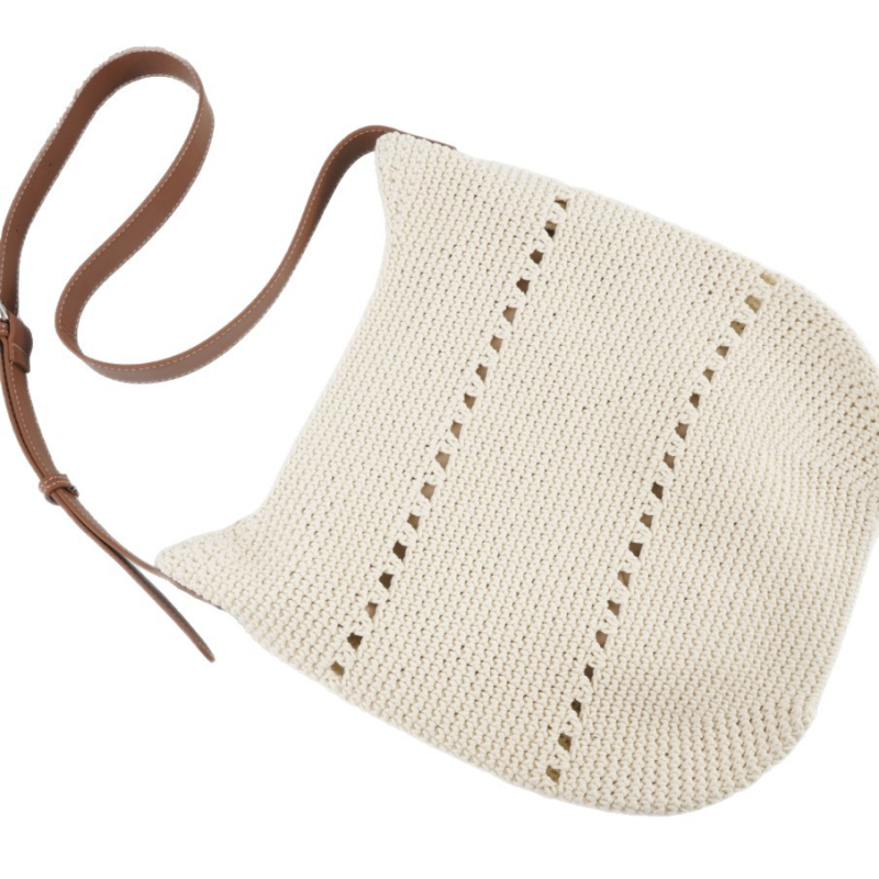Geantă minimalistă împletită din sfoară de bumbac, crossbody pentru deplasări zilnice, geantă de plajă artistică pentru femei