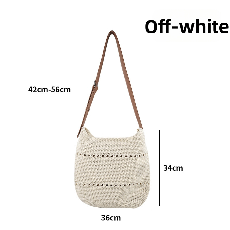 Minimalistická bavlnená kabelka s tkaným lanom, crossbody na každodenné dochádzanie, umelecká kabelka na plážové výlety pre ženy