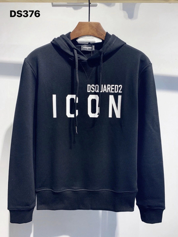 DS376 Мъжки суитшър с качулка, принт D2 ICON – европейско‑американски стил, Slim Fit, дълги ръкави, кръгло деколте, памук
