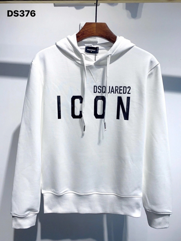 DS376 Мъжки суитшър с качулка, принт D2 ICON – европейско‑американски стил, Slim Fit, дълги ръкави, кръгло деколте, памук