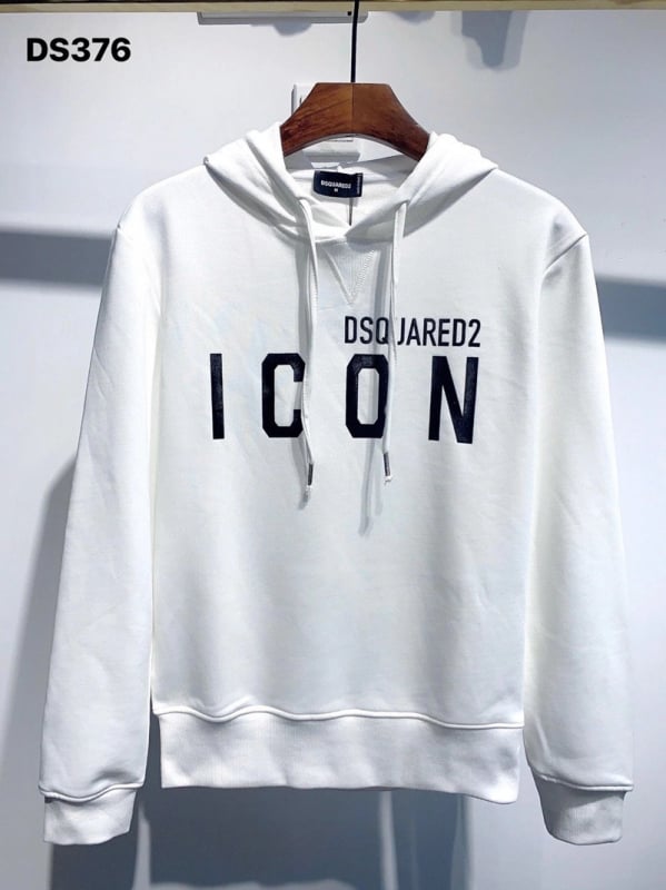 DS376 Мъжки суитшър с качулка, принт D2 ICON – европейско‑американски стил, Slim Fit, дълги ръкави, кръгло деколте, памук