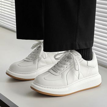 Adidași albi pentru bărbați, cu talpă groasă, pantofi sport casual, model pentru cuplu, design minimalist, creștere în înălțime, pentru primăvară și toamnă