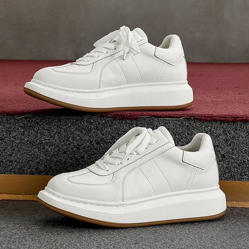 Adidași albi pentru bărbați, cu talpă groasă, pantofi sport casual, model pentru cuplu, design minimalist, creștere în înălțime, pentru primăvară și toamnă