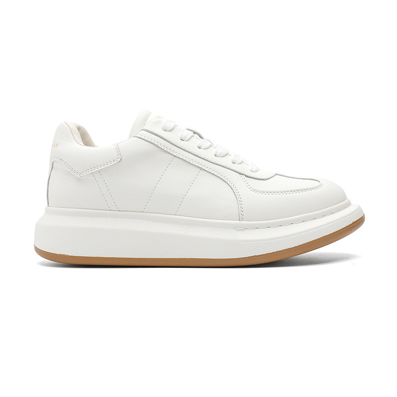 Adidași albi pentru bărbați, cu talpă groasă, pantofi sport casual, model pentru cuplu, design minimalist, creștere în înălțime, pentru primăvară și toamnă