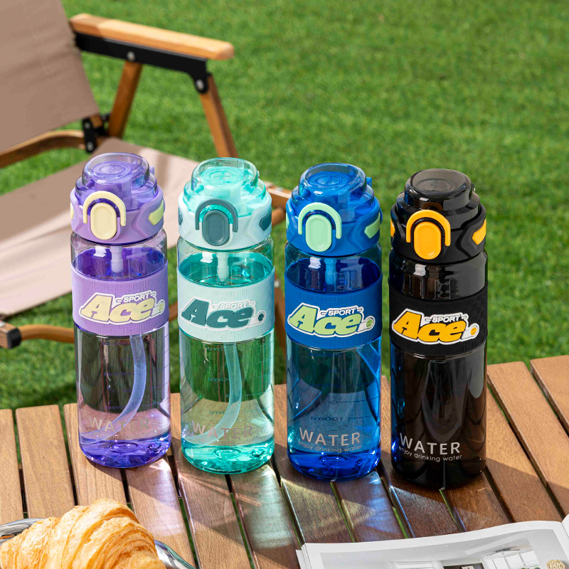 Sticlă de apă sport, nouă pentru vară, cu dop comod, din plastic, pentru femei