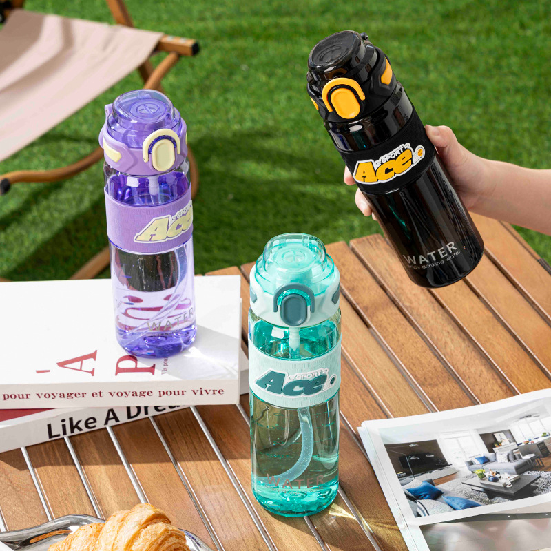 Sticlă de apă sport, nouă pentru vară, cu dop comod, din plastic, pentru femei