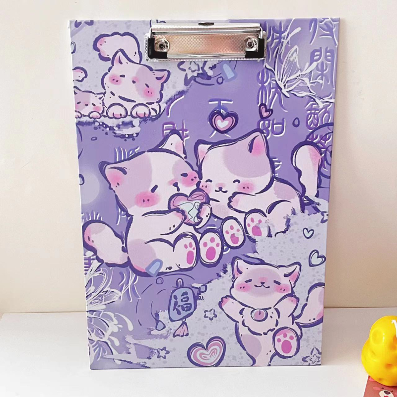 Clipboard A4 cu temă pisică, bloc de scriere, design desen animat drăguț, dosar studențesc