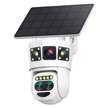 Cameră de supraveghere solară cu monitor HD cu trei vizualizări, pentru exterior