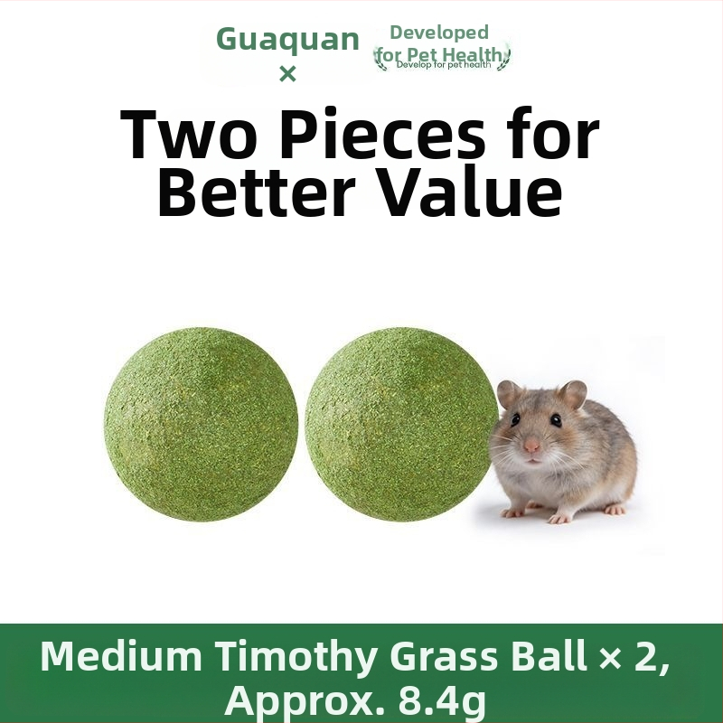 Jucărie pentru hamster: minge de iarbă pentru mestecat cu papaya și iarbă Timothy – gustare interactivă