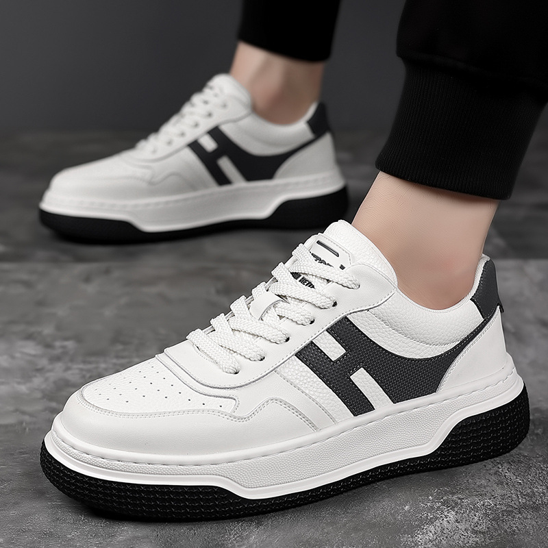 Adidași albi pentru bărbați, din pânză, talie joasă, respirabili, casual și confortabili