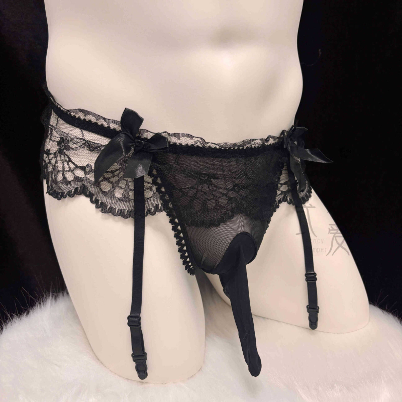Tanga din dantelă, unisex, ultra-subțire, transparent, talie joasă, set