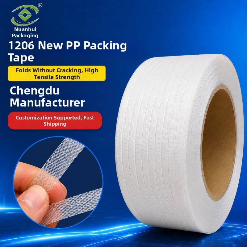 Baliaca páska Nuanhui Packaging PP, vysokopevnostný polypropylén, kotúč 1206 – 3000 m, na logistiku, stavebné materiály a balenie potravín
