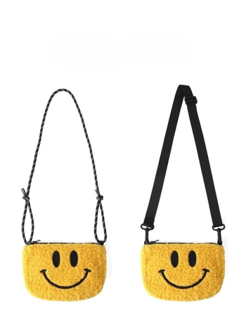 Geantă crossbody din pluș cu față zâmbitoare și ochi mari, mică geantă casual pentru telefon, pentru femei