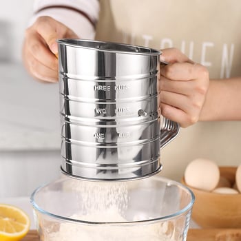 Cernător semi-automat pentru făină, cernător manual din oțel inox, sită-filtru pentru făină, cernător de pulbere, unelte pentru coacere
