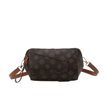 Geantă mică crossbody din PU pentru femei, model geometric, stil vintage casual, formă orizontală pătrată, închidere cu fermoar, buzunar intern pentru telefon