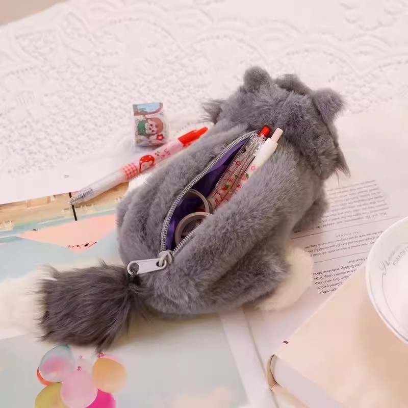 Păpușă de pluș Lucifer, pisică japoneză, jucărie plușată cu husă pentru creioane, unisex