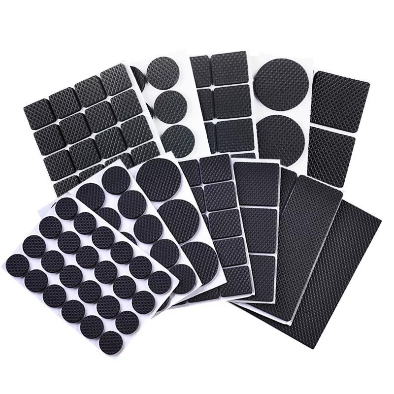 Tampoane autoadezive din silicon antiderapant pentru picioare, tampoane negre rotunde din silicon, plăci pătrate din silicon cu grilaj pentru absorbția șocurilor