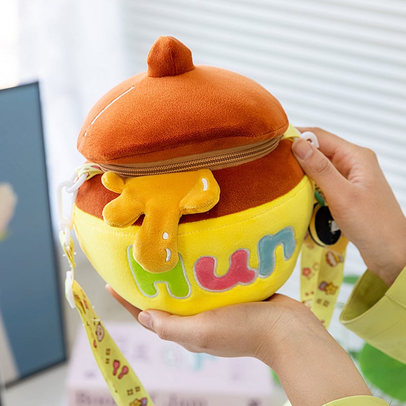 Geantă mică din pluș cu design drăguț de desene animate, curea crossbody, formă rotundă, stil japonez