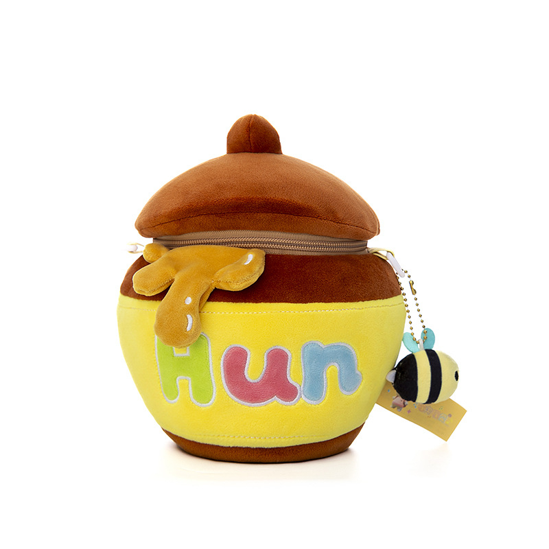 Geantă mică din pluș cu design drăguț de desene animate, curea crossbody, formă rotundă, stil japonez