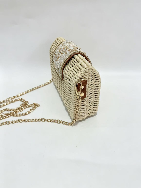 Geantă crossbody din sfoară de hârtie, mică, textură de înaltă calitate, design minimalist, geantă feminină luxoasă