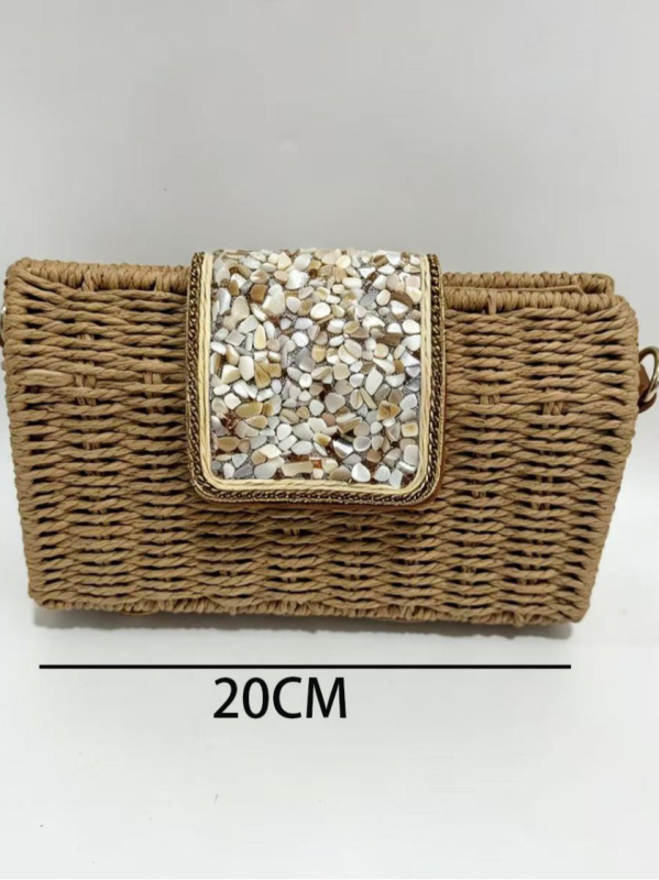 Geantă crossbody din sfoară de hârtie, mică, textură de înaltă calitate, design minimalist, geantă feminină luxoasă