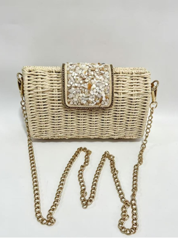 Geantă crossbody din sfoară de hârtie, mică, textură de înaltă calitate, design minimalist, geantă feminină luxoasă