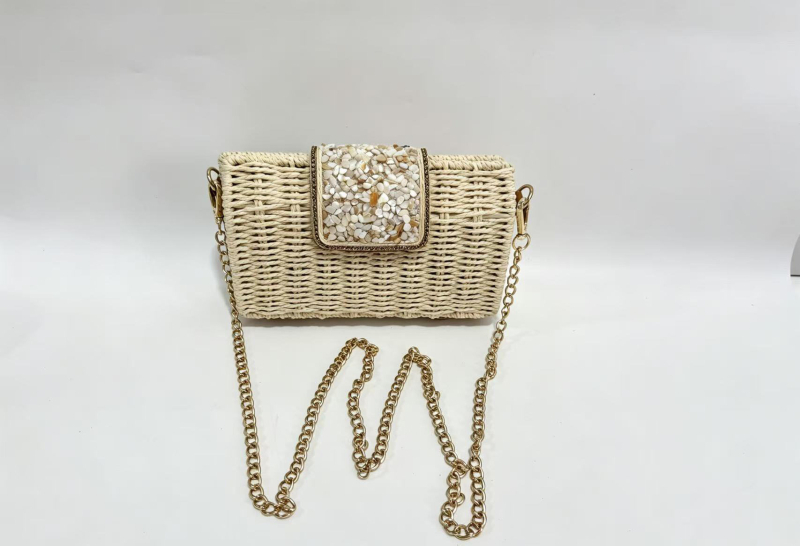 Geantă crossbody din sfoară de hârtie, mică, textură de înaltă calitate, design minimalist, geantă feminină luxoasă