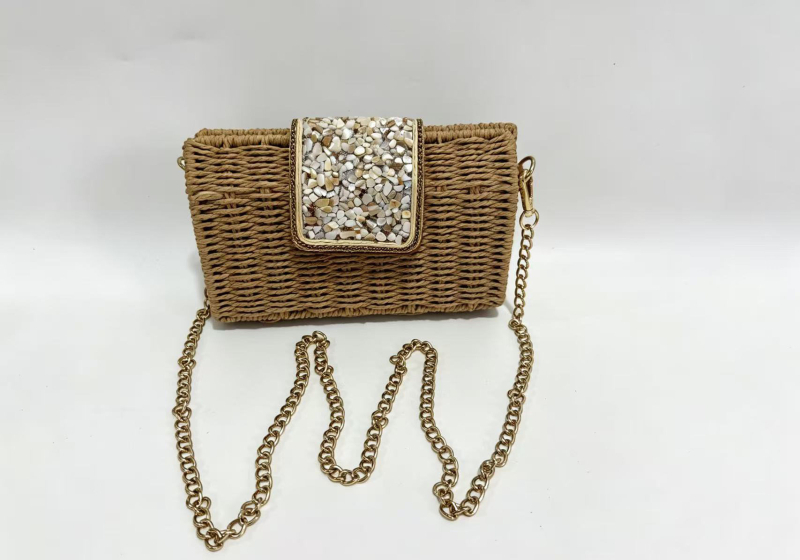 Geantă crossbody din sfoară de hârtie, mică, textură de înaltă calitate, design minimalist, geantă feminină luxoasă