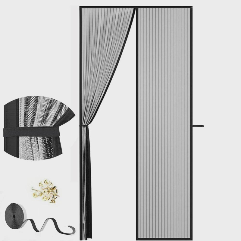 Draperie de ușă cu Velcro, auto-adezivă, fără găuri, curea izolantă termică pentru uși și ferestre din sticlă, translucidă