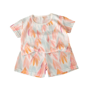 Set de haine de casă pentru copii, tricou cu mânecă scurtă și pantaloni scurți, stil desen animat, primăvară-vară 2026, unisex, drăguț și răcoros.