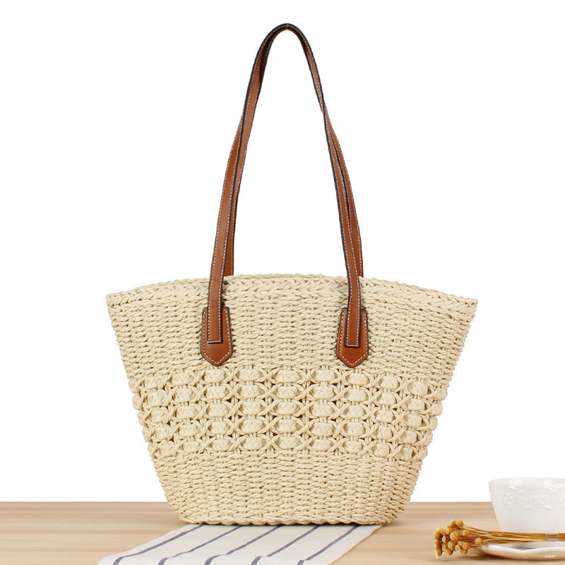 Geantă tote cu inspirație franțuzească pentru navetă, geantă de voiaj țesută, vară/plajă, pentru femei