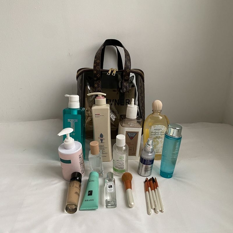 Geantă de machiaj 2026 pentru influenceri, portabilă, minimalistă, cu capacitate mare, impermeabilă, organizator cosmetic imprimat