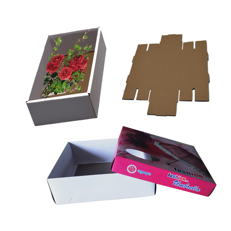Cutie cu bază și capac în stil tavă, din carton ondulat color, pentru papetarie și componente hardware, ambalaj cadou, dimensiuni 27×14×8 cm