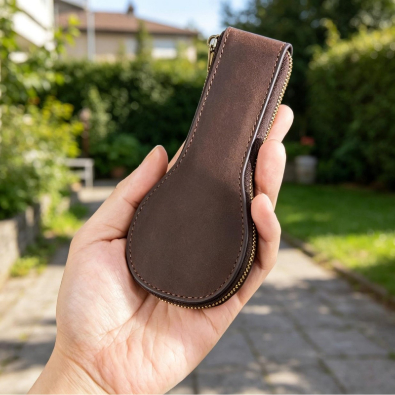 Etui pentru ceas cu fermoar din piele Crazy Horse, husă de călătorie din piele adevărată, protecție împotriva prafului, pentru depozitare manuală