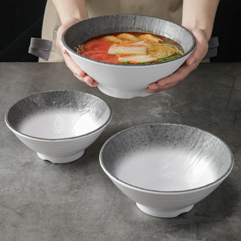 Bol melaminic imitație de porțelan, stil japonez, mare pentru restaurante, cu ramen de vită și supe
