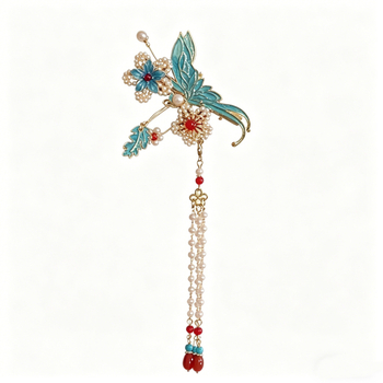 Clip de păr cu email în stil chinezesc pentru femei, accesorii Hanfu cu ciucuri, ornament Mamianqun pentru păr, clips lateral pentru qipao