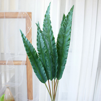 6 ramuri de frunze Bird's Nest Fern pentru materiale florale artificiale, aranjamente și decor de perete