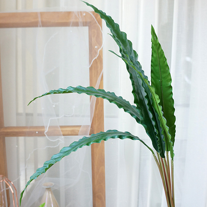 6 ramuri de frunze Bird's Nest Fern pentru materiale florale artificiale, aranjamente și decor de perete
