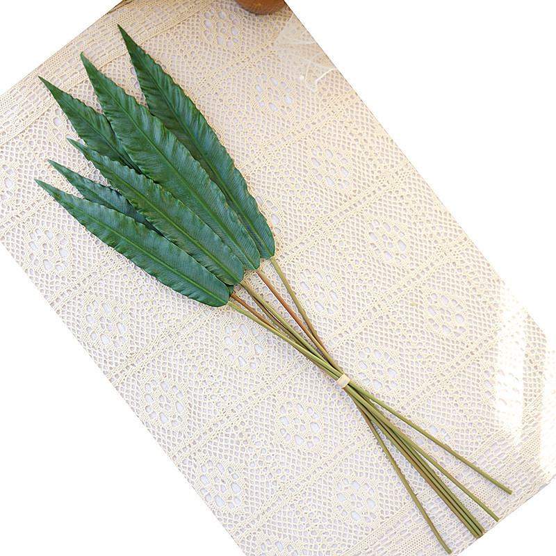 6 ramuri de frunze Bird's Nest Fern pentru materiale florale artificiale, aranjamente și decor de perete