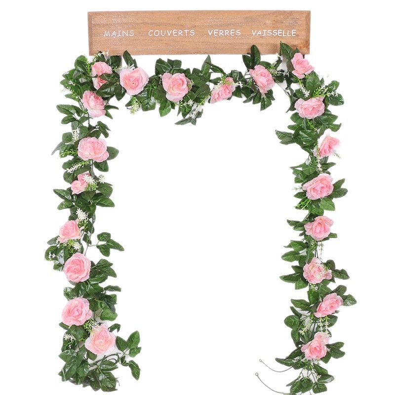 Changheng Viță de trandafiri din mătase cu 10 flori — Flori artificiale pentru nunți, decor exterior și recuzită pentru fotografie