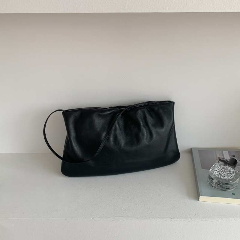 Geantă de damă din piele naturală, model nou 2026, design de înaltă clasă, plisaj în stil nor, pentru purtare zilnică, cu curea de umăr și posibil crossbody