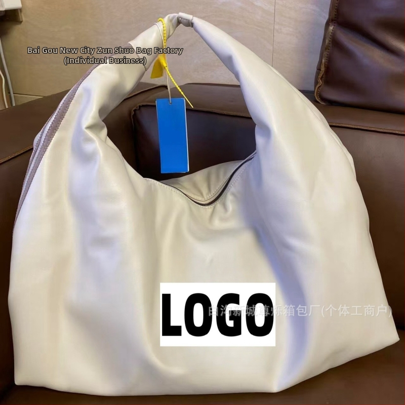 Veľkokapacitná dámska taška, PU Cloud Tote, mestský minimalistický štýl, tvar vankúša, zips, nosenie v ruke alebo cez rameno