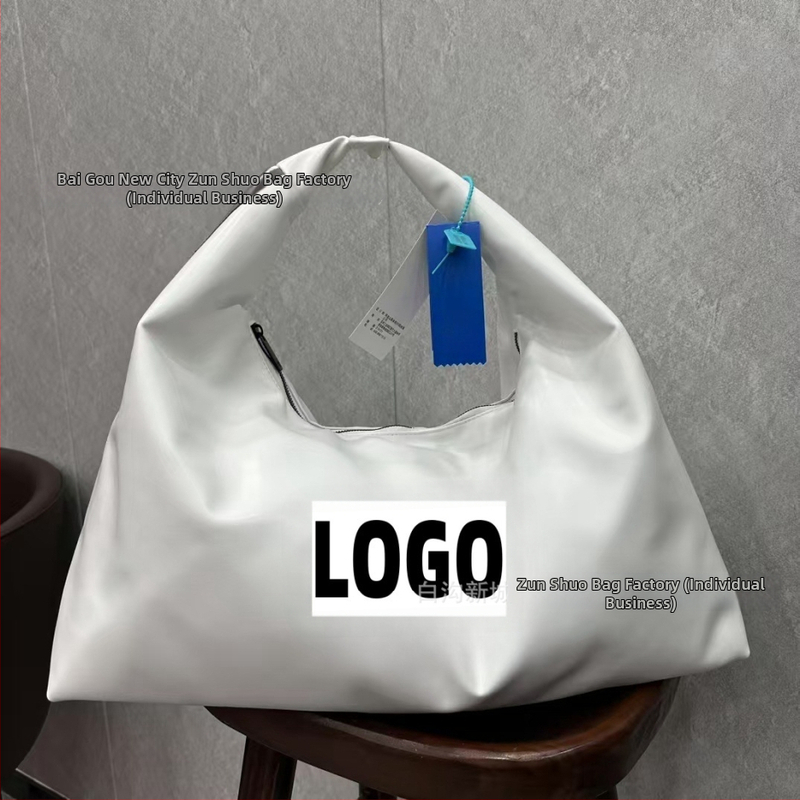 Veľkokapacitná dámska taška, PU Cloud Tote, mestský minimalistický štýl, tvar vankúša, zips, nosenie v ruke alebo cez rameno