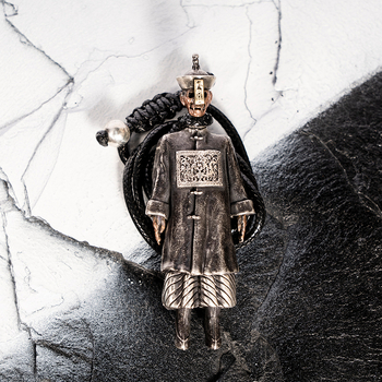 Pandantiv zombie punk unisex, placare cu cupru-argint, handmade vintage bijuterie pentru colier și ornament auto — White Wood Black Ice