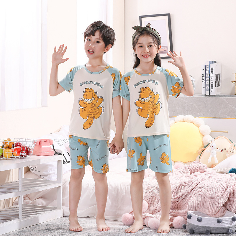 Set pijamale vară pentru băieți, mânecă scurtă, material ușor, imprimeu cu personaje