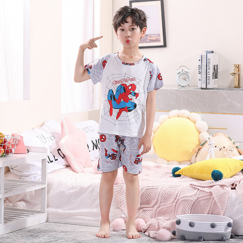 Set pijamale vară pentru băieți, mânecă scurtă, material ușor, imprimeu cu personaje